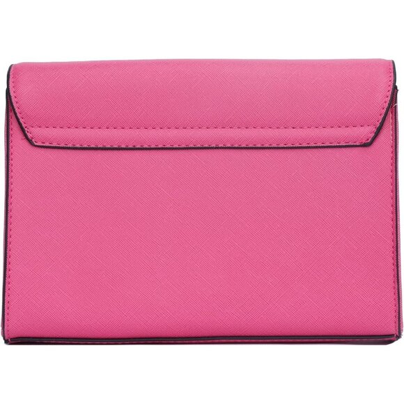 ⚡ Women's Pink Leather Elegant Snap Closure Envelope Foldover Clutch Bag - Picture 5 of 7